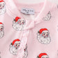 Pink santa print Zipper girl romper
