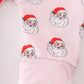 Pink santa print Zipper girl romper