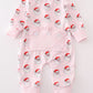 Pink santa print Zipper girl romper