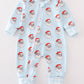Blue Santa print Zipper girl romper