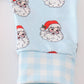 Blue Santa print Zipper girl romper