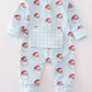 Blue Santa print Zipper girl romper