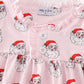 Pink santa print girl dress