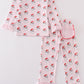 Pink santa print girl pajamas