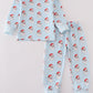Blue santa print boy pajamas