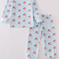 Blue santa print boy pajamas