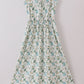 Green floral print mom dress