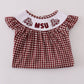Mississippi MSU embroidery smocked gingham dress