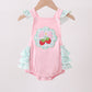 Pink Strawberry Applique Knit Bubble