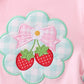 Pink Strawberry Applique Knit Bubble