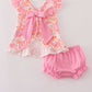 Pink Floral Ruffle Bloomer Set