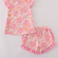Pink Floral Ruffle Shorts Set