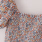Fall floral print smocked mom dress