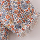 Fall floral print smocked mom dress