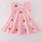 Pink ghost pumpkin sequin ruffle dress