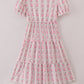 Pink floral print tiered mom dress