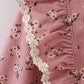 Floral corduroy lace ruffle mom dress