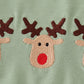 Green christmas reindeer embroidery girl set