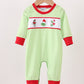 Green christmas grinch embroidery boy romper