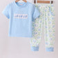 Blue golf cart embroidery pants set