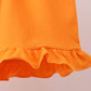 Orange Tennessee patchwork ruffle shorts set