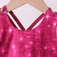 Wine red glitter skort set