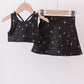 Black glitter skort set