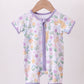 Purple floral print romper