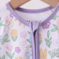 Purple floral print romper
