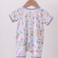 Purple floral print romper
