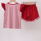 Alabama roll tide smocked ruffle plaid shorts set