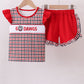 Georgia go dawgs embroidery plaid ruffle shorts set