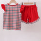 Georgia go dawgs embroidery plaid ruffle shorts set