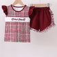 Mississippi Hail State smocked ruffle gingham shorts set