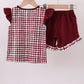 Mississippi Hail State smocked ruffle gingham shorts set