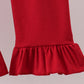 Maroon Alabama embroidery stripe ruffle pants set
