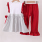 Maroon Alabama embroidery stripe ruffle pants set