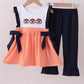 Auburn embroidery ruffle stripe pants set
