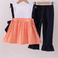 Auburn embroidery ruffle stripe pants set