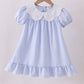 Blue Gingham Lace Ruffle Dress