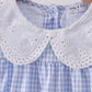 Blue Gingham Lace Ruffle Dress