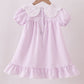 Purple Gingham Lace Ruffle Dress