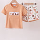 Brown Western Embroidered Shorts Set