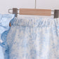 Blue Whale Applique Ruffle Shorts Set