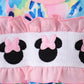 Pink character smocked ruffle bloomer set