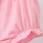 Pink character smocked ruffle bloomer set