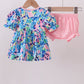 Pink character smocked ruffle bloomer set