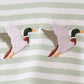 Green Duck Embroidered Stripe Romper