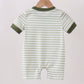 Green Duck Embroidered Stripe Romper