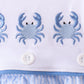 Blue Crab Embroidered Seersucker Bubble